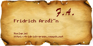 Fridrich Arzén névjegykártya